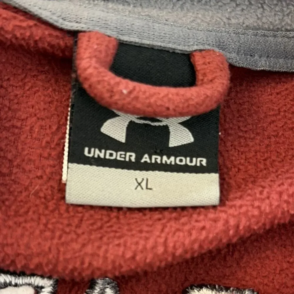 Under Armour Men's XL Red Full-Zip Fleece Track Jacket Stand-Up Collar Pockets